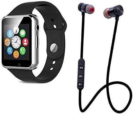 Konfianza A1 Touch Screen Smart Wrist Watch with Smart Magnetic Wireless Bluetooth Sports Earphones (Color May Vary)