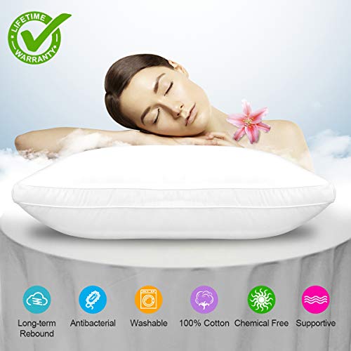 Kindak Bed Pillow, Bed Pillows White Hypoallergenic Dust Mite Resistant with Zipper Adjustable Loft Shred Fiber, Reading Bed Rest Pillows Down for Home Hotel Collection Sleeping Bedding (Pillow) - Thumbnail 7