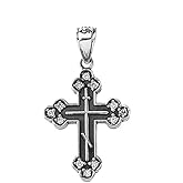 Claddagh Gold 925 Sterling Silver Vintage CZ Eastern Orthodox Cross Pendant