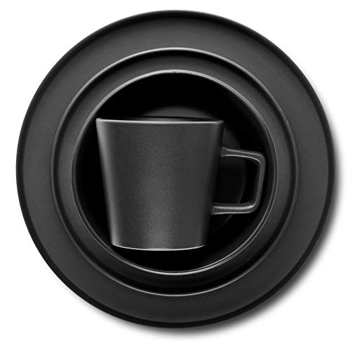 Stone Lain Coupe Dinnerware Set, Service For 4, Black Matte Pricepulse