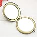 Duttek Mini Round Metal Cosmetic Makeup Double Compact Purse Mirror Pocket Mirror Double-sided Folding Cosmetic Round Mirror- Assorted Mirror Back Pattern Design(Bronze)