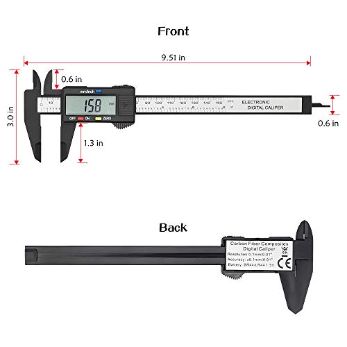 HIGO Digital Caliper, 6 Inch Plastic Electronic Vernier Caliper with Large LCD Screen, Auto-off Feature Inch/Millimeter Conversion