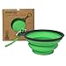 Collapsible Silicone Bowl / Water Travel Dish for Dogs or Cats, Plus Patent-pending Bottle Holder & Clip for On-the-Go use - 12oz - Green - BPA Free - FDA Approved (Bowl)