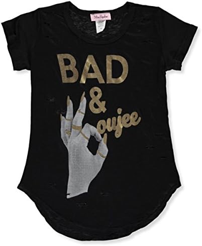 Miss Popular Big Girls' "Bad &amp; Boujee" T-Shirt - black, 14-16