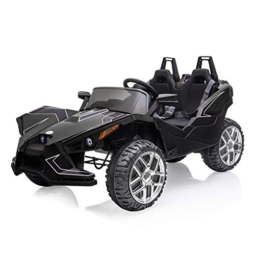 bable 2 (Two) Seater Kids Car Ride On Car Truck with 2.4G R/C Parental Remote Control, 12V Kids Electric Car Motorized Vehicles with USB/MP3 Music Player Bluetooth FM Radio and LED Lights - Black - Thumbnail 7