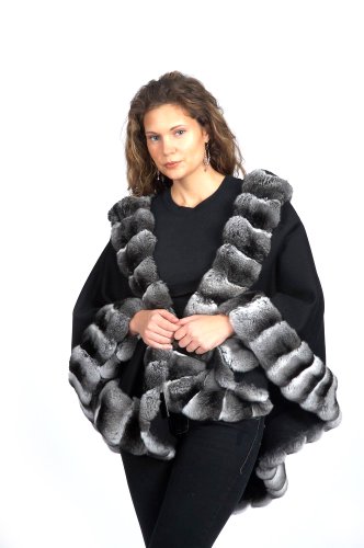Cashmere Cape with Natural Chinchilla Border