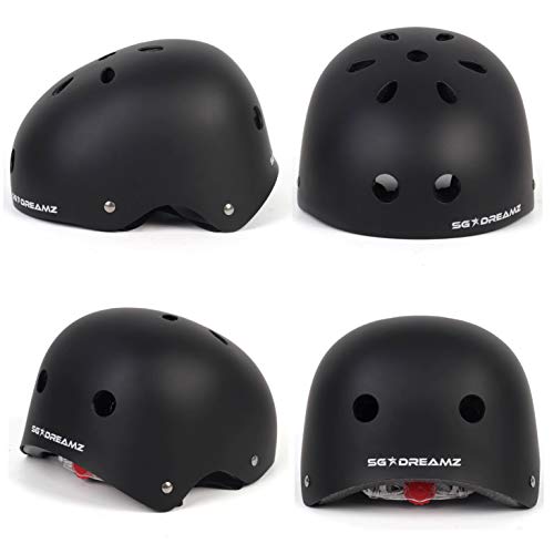 Kids Helmet with Protective Gear for Skateboard Scooter Skating Bicycle Bike Cycling - Adjustable to Fit Heads from Age 3 to 7 - Include Knee Elbow Pads Wrist Guards (SK11SM+P+MtBlack) - Thumbnail 2