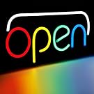 OPEN LED Neon Light Sign, 19.7” x 9.8”, Ultra Bright Neon Multicolor Style, RGB Letter Window Displaying Light, Bar, Restaurant, Store, Salon, Gas Station, Motel, Door