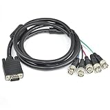 AYA 10Ft (10 Feet) Coaxial HD15 VGA to 5 BNC RGBHV Male to Male Cable with Ferrites