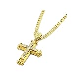 Ularmo 2015 New Hot Fashion Sharp Sides Rhinestone Cross Pendant Hip-hop Cuban Necklace Chain