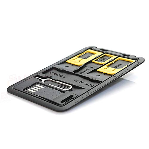 Tubwair Slim SIM Card Holder case & MicroSD Card Storage + 1 USB Memory Card Reader 3 sim Card Adapters 1 iPhone pin Tray Opener, Holds 4 SIM Cards 1 Micro 1 Nano sim & 2 MicroSD TF Cards, CC Size