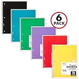 Mead Spiral Notebooks, 1 Subject, College Ruled, 70 Sheets, Assorted Colors, 6 Pack (73065)