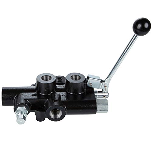 RuggedMade 25 GPM Hydraulic Log Splitter Directional Control Valve, Auto Return Detent Lever Handle, 2750 PSI (1/2" Work Ports)
