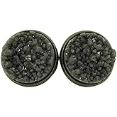 Summerfield Collection Antiqued Gold-tone Olive Green Faux Druzy Stone Stud Earrings (12mm)