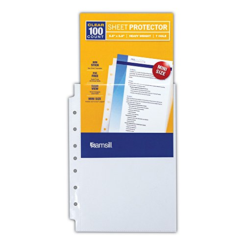 Samsill Heavyweight Clear Mini Binder Sheet Page Protectors, Top