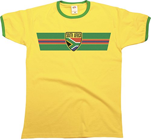 Mens SOUTH AFRICA RETRO STRIP Patriotic Ringer T-Shirt