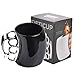 MOACC Fist Cup Brass Knuckle Duster Coffee Mug Creative Ceramic Coffee Milk Tea Fist Mug Cup Cool Gift (Black with Silver Handle)
