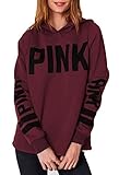HelloTem Women Hoodie Sweatshirt Long Sleeve Letter Print Casual Pullover Tops,Dark Red,X-Large