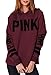 HelloTem Women Hoodie Sweatshirt Long Sleeve Letter Print Casual Pullover Tops,Dark Red,X-Large