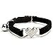 Black Heart Bling Cat Collar with Safety Belt and Bell 8-11 Inches