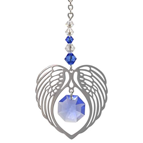 Wild Things Angel Wing Heart - Sapphire September Birthstone Colour Suncatcher Keepsake - Embellished with Crystals from Swarovski®