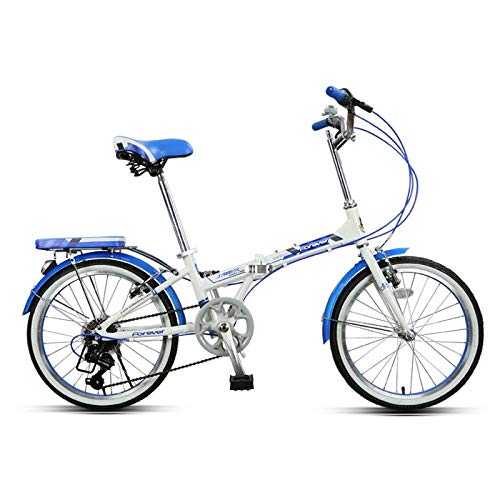 Minkui Male and Female Portable Students Commuter car City Bicycle 7 Speed 20 inch Folding Bicycle Aluminum Frame 853367cm-blue