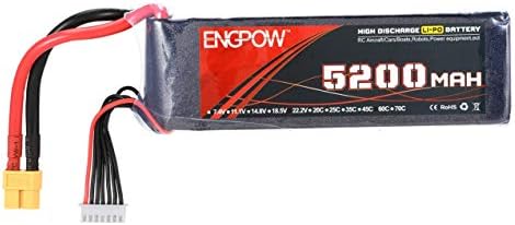 ENGPOW 22.2V 5200mAh 60C 6S 1P Power Lipo Battery XT60 Plug Rechargeable for RC Racing Drone Quadcopter Helicopter Airplane