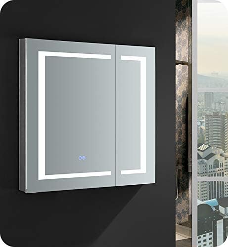 Amazon Com Fresca Spazio 30 Wide X 30 Tall Bathroom Medicine Cabinet W Led Lighting Defogger Home Kitchen