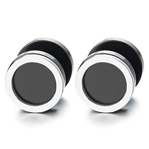 10 mm Circle Earrings for Men Women, Steel Fake Cheater Plugs Gauges