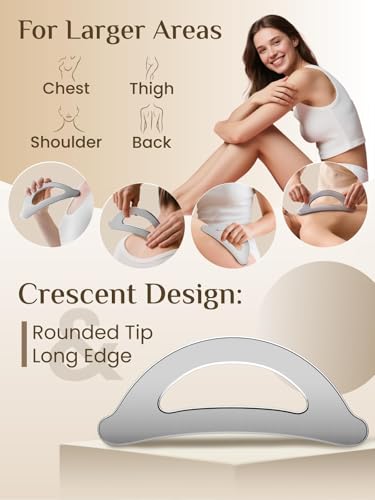 Rena Chris Gua Sha Facial Tools - Stainless Steel Muscle Scraper Tool Set for Physical Therapy & Deep Tissue Massage, Body Gua Sha Tools with Travel Pouch (2-Piece Kit)