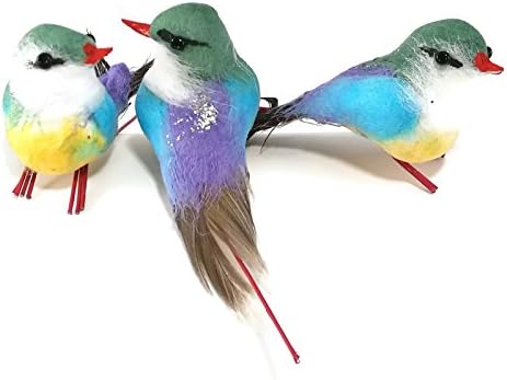 Dinso Spun Cotton Birds Animal figurine Handcraft Decore Feather Ornament 2