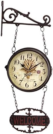 Creative Vintage Bird Iron Art Double Sided Hanging Clock Home Decor Quiet Classical Wall Clocks