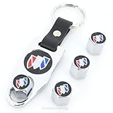 Buick Chrome Logo Chrome Tire Valve Caps + Wrench Key Chain
