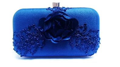 AIMIA HANDICRAFT Womens Hand Embroidered Velvet Box Clutch Bag/Purse (Blue)