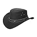 COV-VER Crushable Black Leather Australian Hat Large