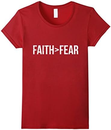 Womens Faith is Greater Than Fear Christian T-Shirt Large Cranberry
