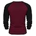 Coofandy Mens Long Sleeve T-shirt Casual Tee Cotton Raglan shirts Wine Red Large