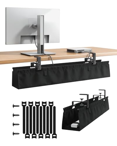 Cable Duct Desk No Drilling 90cm Under Cable Management Desk Clamps/Screw Mount | Escritorio de gestión de cables de tela de 91 cm con abrazadera/tornillo de fijación