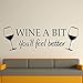 Blinggo WINE A BIT you'll feel better Quote Letter Wall Sticker Decal Home Arts Dinning Kitchen Lounge Decor Wall Decoration