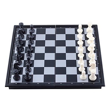 QJYB Portable Mini Magnetic Chess Game Set in Folding Box - Black + White