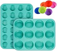 Silicone Muffin Pan Cupcake Set - Mini 24 Cups and Regular 12 Cups Muffin Tin, Nonstick BPA Free Food Grade Si