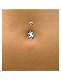OUFER - Piercing de ombligo con circonita cúbica para ombligo, 14 G