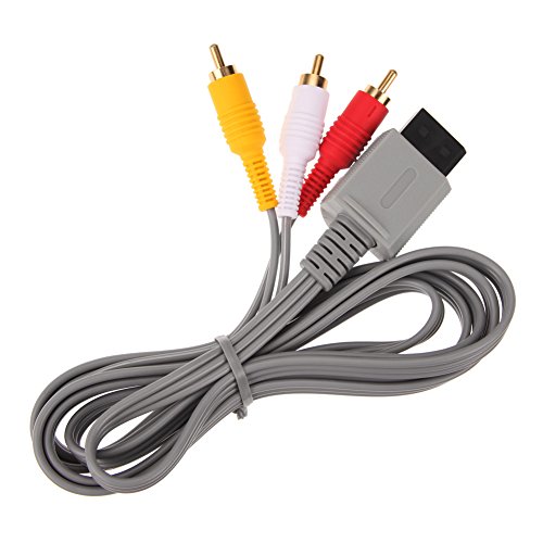 image for Wii/Wii U AV Cable, Obeka 6FT 1.8M Composite Retro 3 RCA Gold-Plated C