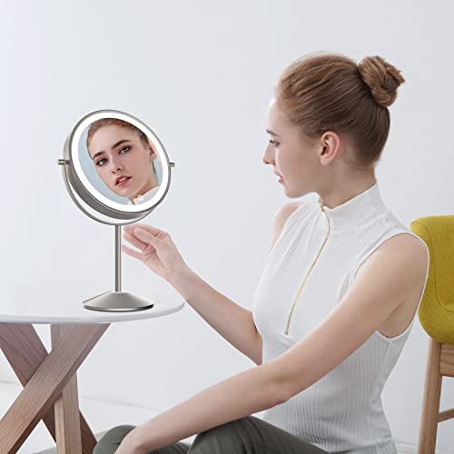 COSMIRROR Lighted Makeup Mirror, Rechargeable 10X Magnifying Mirror