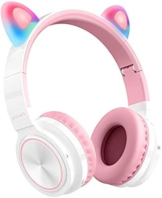 Amazon Co Jp Xiaoxioaguo かわいいbluetooth5 0ヘッドフォンワイヤレスhifiミュージックステレオベースヘッドフォンledルミナスガールホワイトピンク ホーム キッチン
