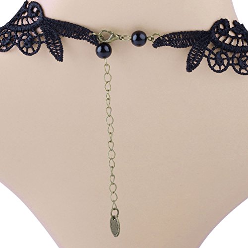 Aniwon Lace Choker Necklace, Punk Halloween Party Black Lace Choker Gothic Skeleton Pendant Choker Necklace for Women… - Thumbnail 6