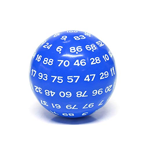 Colorful 100 Sided Polyhedral Dice (D100) | Solid Blue Color,with White Numbering (45mm),for Dungeons and Dragons DND MTG RPG Poker Games Replacement with Grey Waterproof Bag