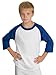SPORT-TEK Youth Colorblock Raglan Jersey, White/Purple, M