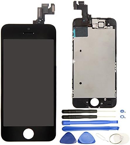 Screen Rejuvenator Only for iPhone 5S LCD Display Touch Screen Assembly Black Replacement With Front Camera,Ear Speaker,Repair Tools, No Home Button.