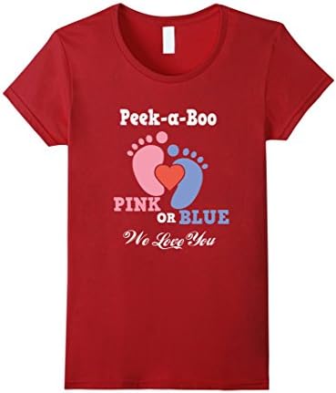 Women's Pink or Blue We Love You Gender Reveal T-Shirt Large Cranberry